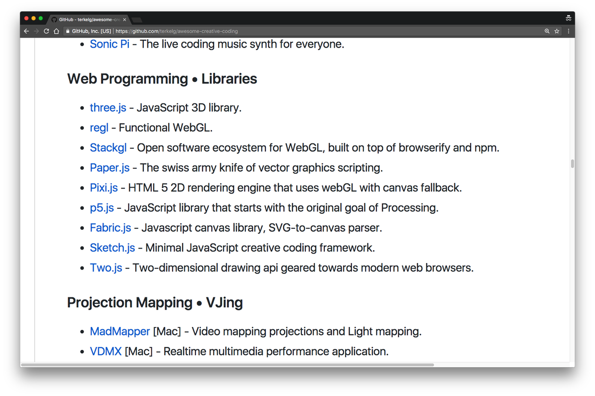 umaar's tweet image. Awesome Creative Coding ⭐ github.com/terkelg/awesom… Lots of resources for web developers here. Courses, libraries, tutorials, videos & more ✅