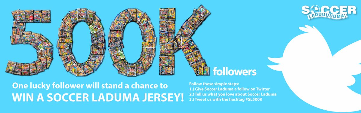 Soccer_Laduma's tweet photo. Soccer Laduma is approaching the 500 000 follower mark on Twitter, & to celebrate the occasion we have a prize to give away. #SL500K https://t.co/IhbHHUqxzj
