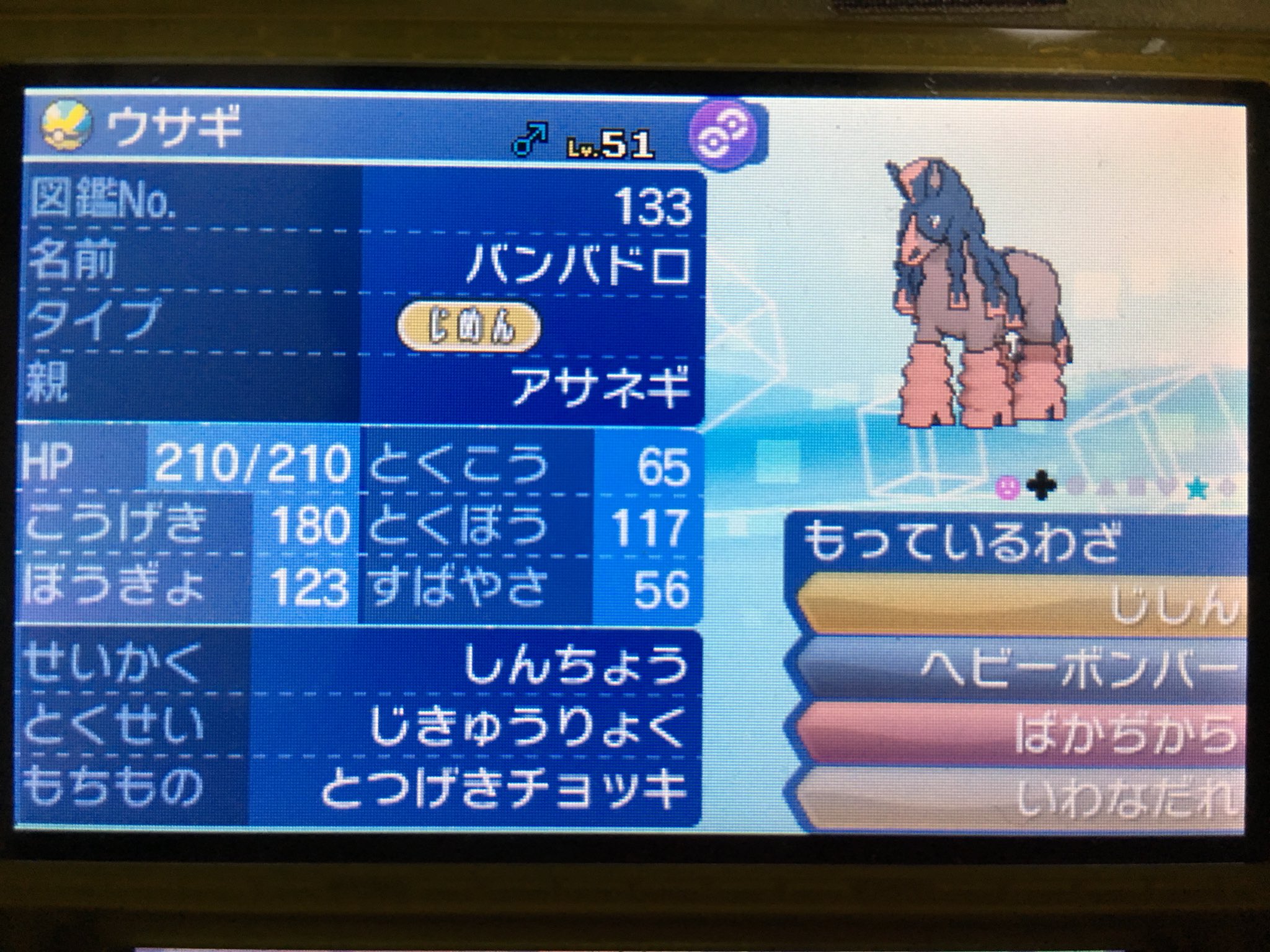 麻葱兎 アイアント バンバドロ しんちょうha振り とつげきチョッキ慎重にすることで物理も特殊も受けられるようになったリザードンｙのソラビでも余裕で受けられる 正直かなり強い インファイトじゃない理由は旅パの時のバンバドロの同じ技構成なはし