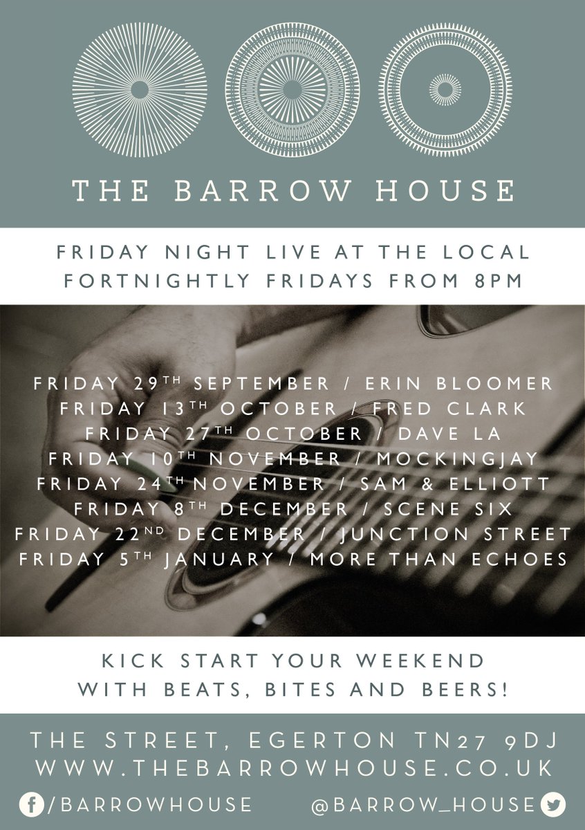 Kick start your weekend with beats, bites and beers! Don't miss live local music at The Barrow House every fortnight on Friday from 8pm.