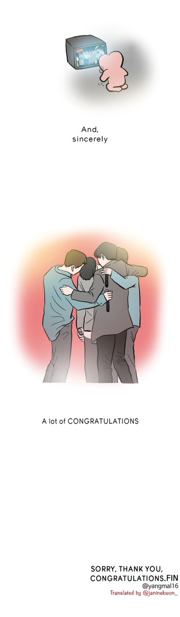 janinekwon_'s tweet photo. [TRANS] "Sorry. Thank You. Congratulations."
Original Drawing by @yangmal16 https://t.co/yLo22iC8A1