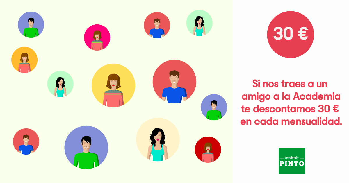 academiapinto's tweet photo. Trae a tu amigo y obtienes un descuento de 30€ en cada mensualidad. ¡Quién tiene un amigo tiene un tesoro! #oposicionesgc #oposiciones2017 https://t.co/F3CnVvG38R
