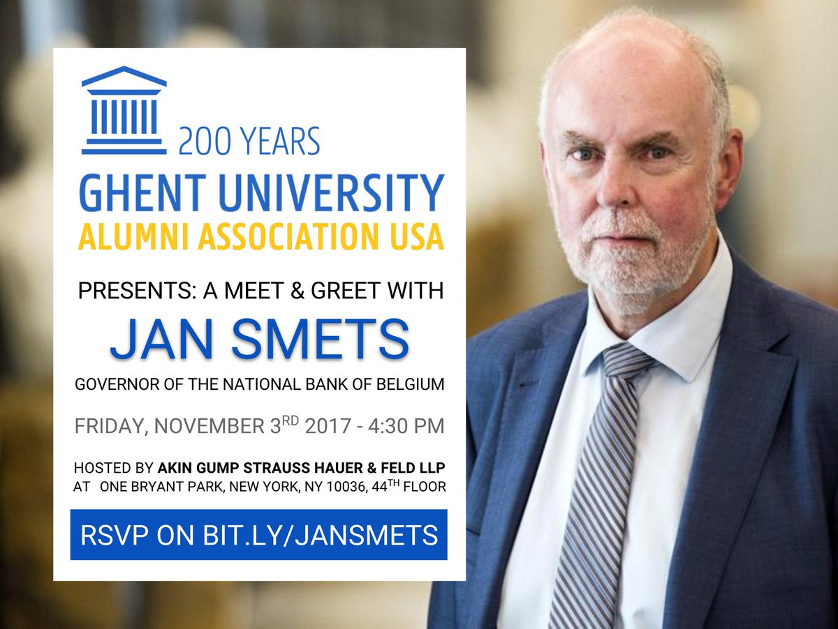 International@UGent (@ugentiro) on Twitter photo On 11/3 <a href="/UGentAlumniUSA/">UGent Alumni USA</a> organises meet & greet with Jan Smets, Governor of <a href="/NBB_BNB_FR/">Banque nationale de Belgique</a>, the National Bank of Belgium. On 11/3 <a href="/UGentAlumniUSA/">UGent Alumni USA</a> organises meet & greet with Jan Smets, Governor of <a href="/NBB_BNB_FR/">Banque nationale de Belgique</a>, the National Bank of Belgium.