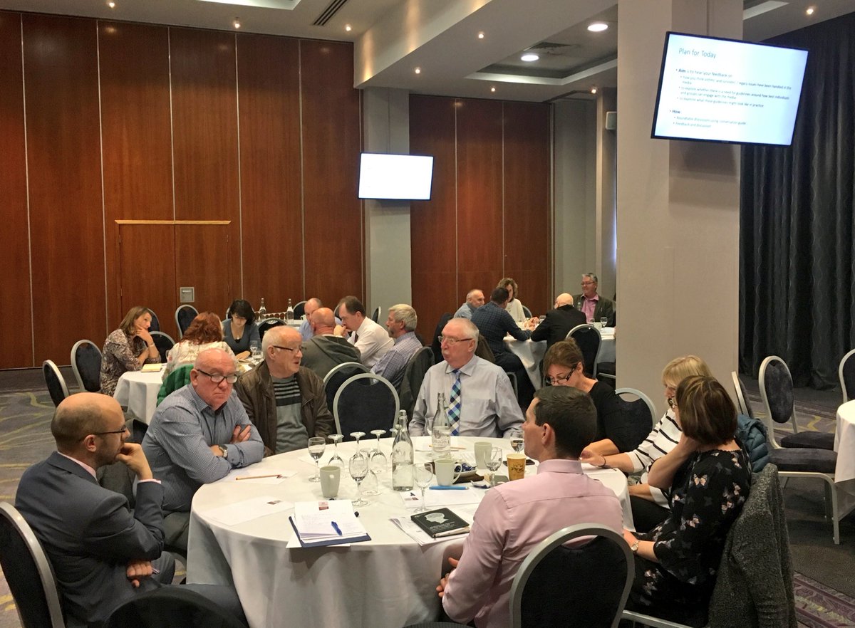 Attendees discussing the role of the media in reporting issues affecting victims and survivors. Useful insights informing the development of potential media guidelines.