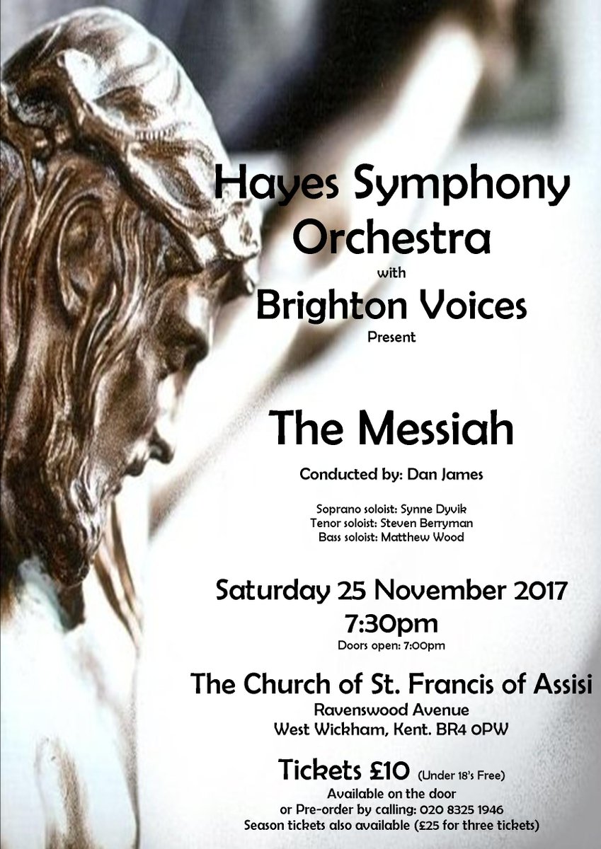 EventsClassical's tweet photo. 25 November 19:30. #Handel's Messiah
@HayesOrch &amp; Brighton Voices choir. Dan James conductor. 

At St Francis of Assisi Church, West Wickham, Bromley, London

See: https://t.co/XImrSObLoD https://t.co/FDlS3RiVAD