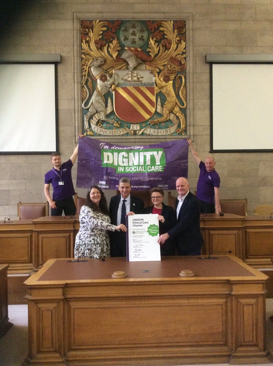 bevcraig's tweet photo. Pleased to sign the @unisontweets Ethical Care Charter with @DavePrentis on behalf of @ManCityCouncil - lots we can do in GM ๐ https://t.co/ovHJRKz1de