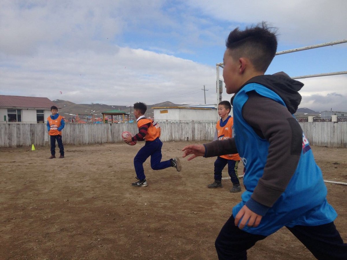 WorldRugby's tweet photo. Great to see kids from Mongolia enjoying some rugby as part of the #GetIntoRugby programme https://t.co/4jcWKF3ikC