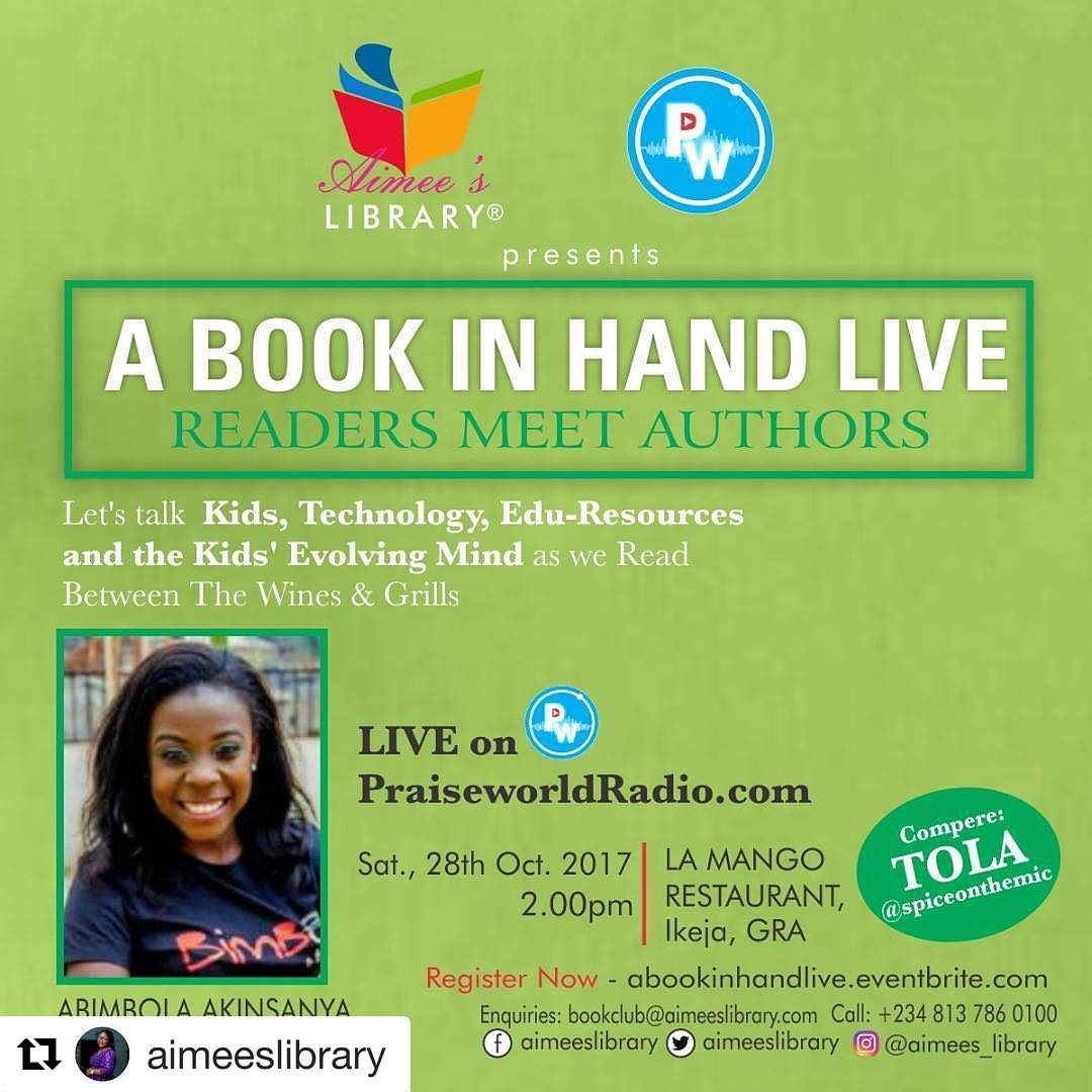 LAHAfrica's tweet photo. Our founder @BimboAkinsanya would be one of the guests at #ABookInHandLive 2017: Readers Meet Authors. Organised by @aimeeslibrary https://t.co/oi4qmBLijQ