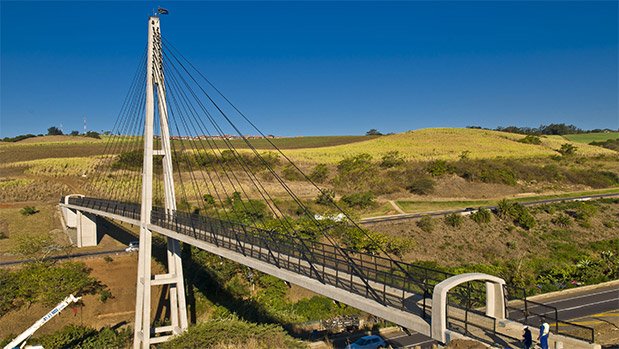 Blackburn Village pedestrian bridge in Durban, no more risking being hit by cars when trying to cross the freeway.