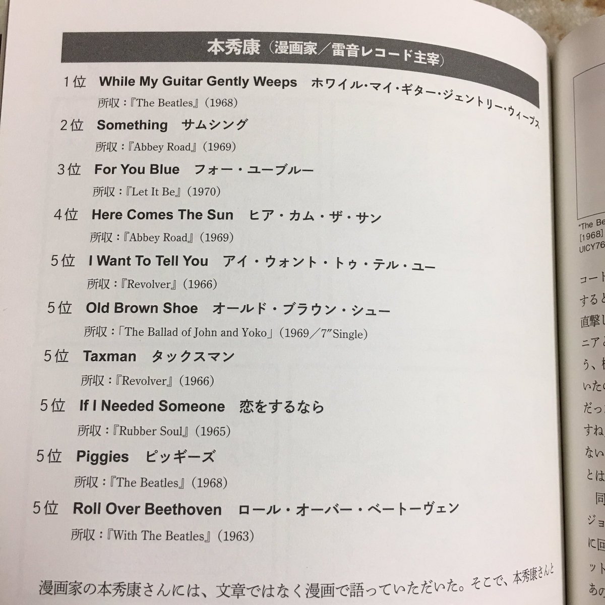 山口雅也さん編『奇想天外 21世紀版』に寄稿しました。画像1枚目はジョージ・ハリスンのインタビュー取材を元にした"ジョージ自身が好きなビートルズ曲ランキング"。しかしこれがインチキなのです。僕のところにレコスケくんがやってきてそれを見破るという、奇想天外な構成のマンガ! 