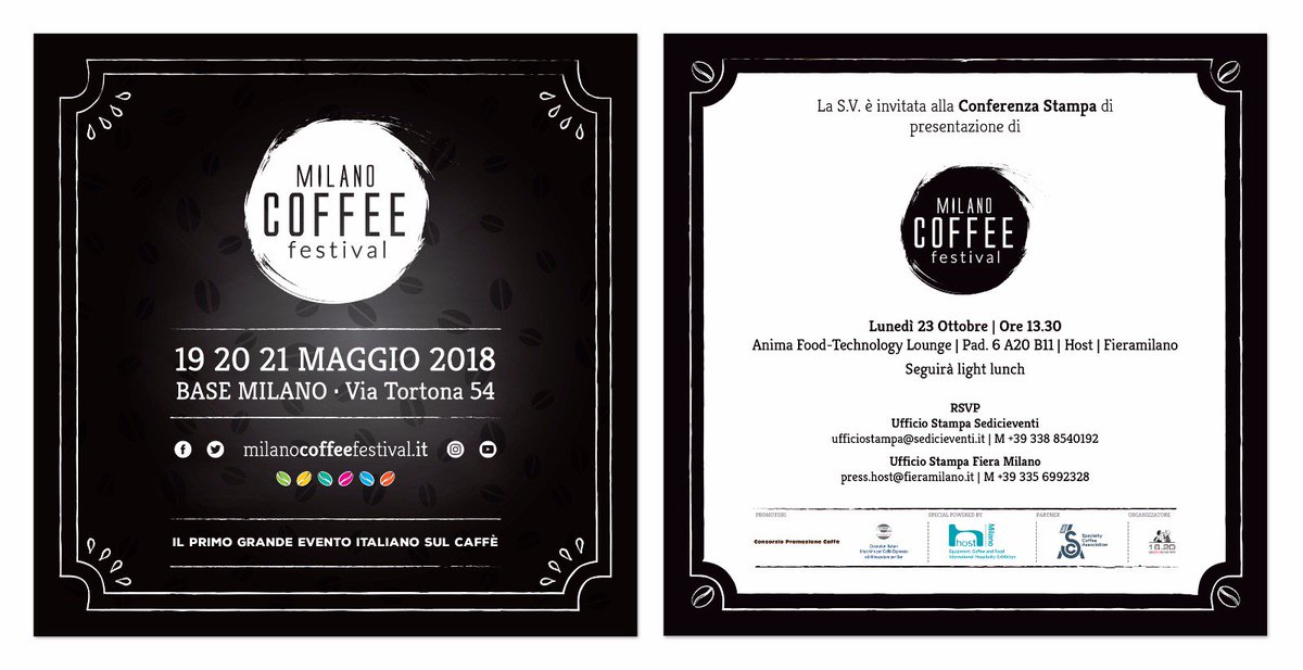 Vadodifritto's tweet photo. Fra poco ad @HostMilano  la presentazione alla Stampa di @CoffeeFestMI 
Un onore progettare il primo grande evento sul Caffè in Italia! https://t.co/KvKXYdfYzv
