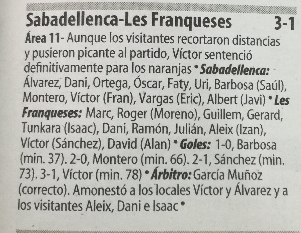uesabadellenca's tweet photo. #sabaFran crónica del partido de ayer contra @CFLesFranqueses en @Mund0Deportivo #VamoslaSaba #CorazonesNaranjas https://t.co/s40dx326xy