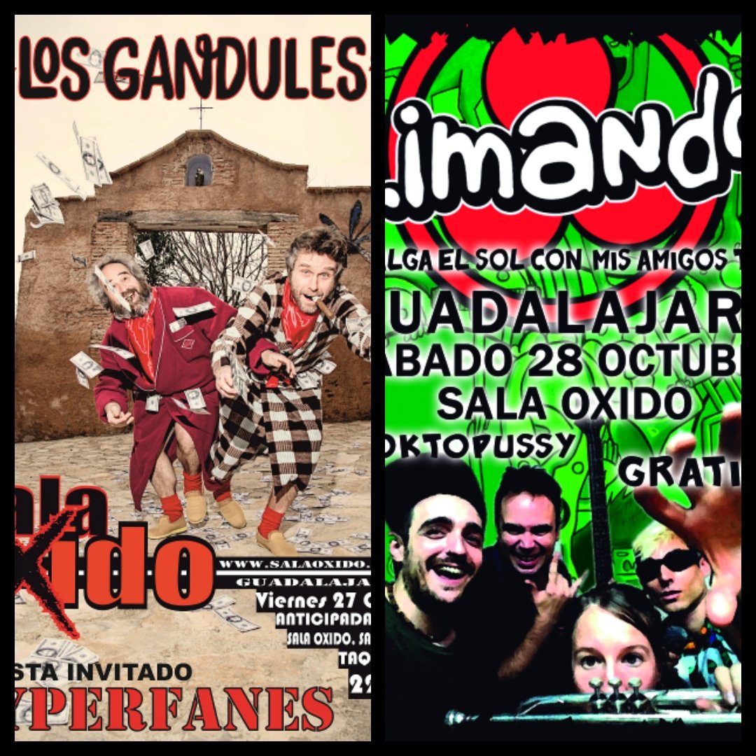SalaOxido's tweet photo. Vamos a por el primer doblete de la temporada.
Viernes- @LosGandules + @Hyperfanes 
Sábado- @Limando_Oficial + oktopussy -GRATIS
@SalaOxido https://t.co/TXLJIMHaek