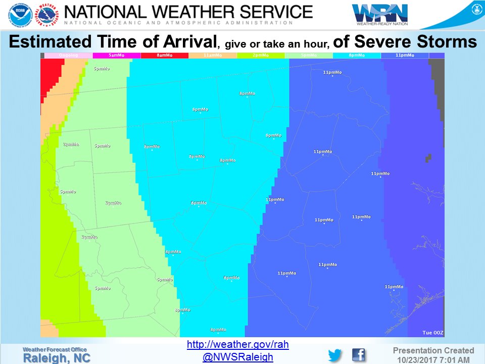 NWSRaleigh's tweet photo. Severe storms possible in cntl NC late this aft-early tonight, with the relative greatest threat over the srn Piedmont and wrn Sandhills. https://t.co/iC2cQZTmuC