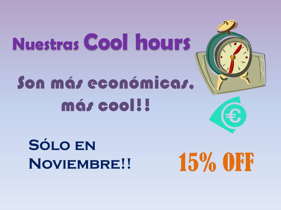 4escool's tweet photo. Vuelven nuestras Cool Hours sólo en noviembre. Un 15% OFF y con la misma calidad de siempre, of course! 😊 ... si es que somos muy Cool!!! https://t.co/28Pi7IW2Z3