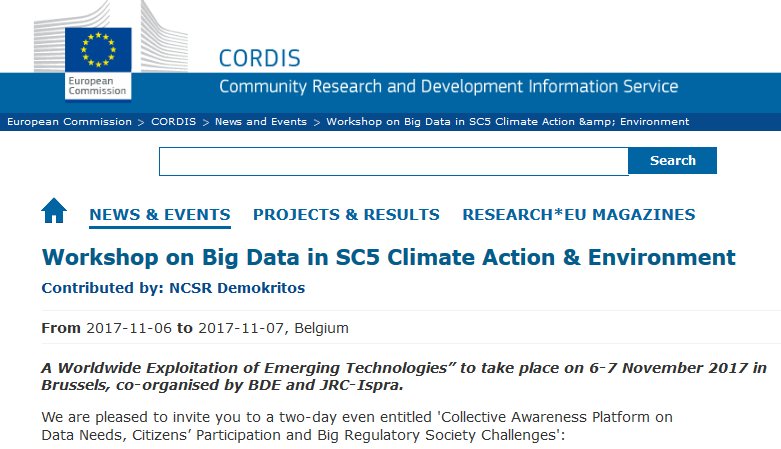 BigData_Europe's tweet photo. Our upcoming wksp promoted by CORDIS. Few days left until 6/11. Register for #BigData Climate Action &amp; #Environment. https://t.co/rH67zcutVl https://t.co/37MEHLyB3O