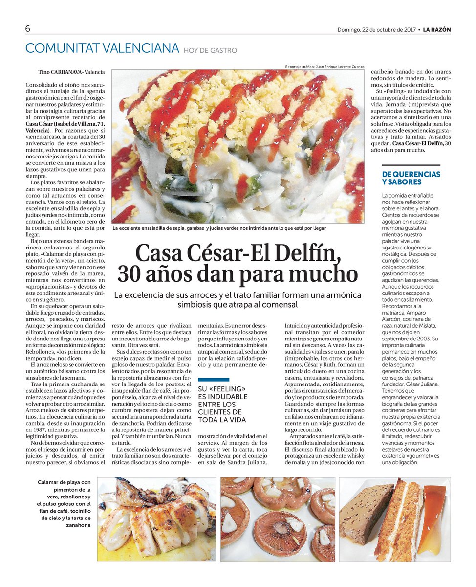 CasaCesarDelfin's tweet photo. Muchas gracias a @larazon_es por este genial reportaje en su edición dominical. Que hablen así de nosotros es un orgullo #gracias #gastro https://t.co/ArOiRBu11Y