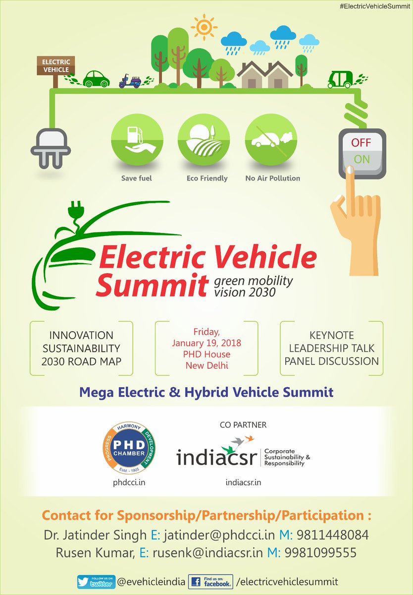 evehicleindia's tweet photo. #electricvehiclesummit at @phdchamber on 19 Jan 2018 in New Delhi  @makeinindia @ChargePointServ @elonmusk https://t.co/k1noNyCAvv