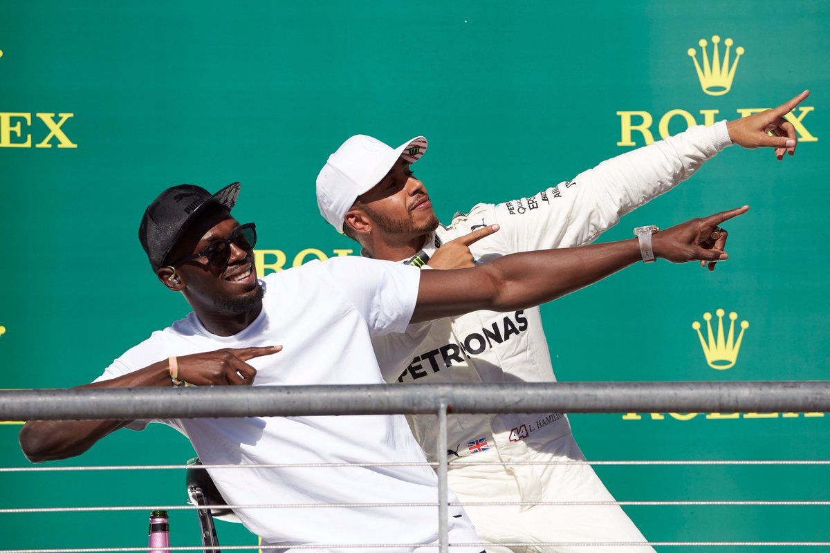 MercedesAMGF1's tweet image. Podium celebrations don't come much cooler than this...
@usainbolt vs. @LewisHamilton
#4TheTeam #USGP #F1