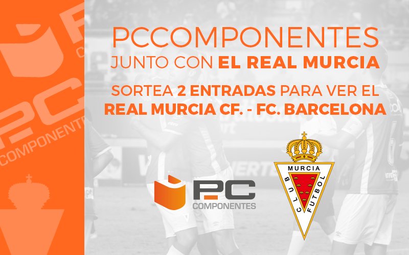 ¡SORTEAZO! Haz Retweet y sigue a <a href="/pccomponentes/">PcComponentes</a> y podrás ganar 2 entradas para ver el partido de mañana Real Murcia CF vs FC Barcelona.