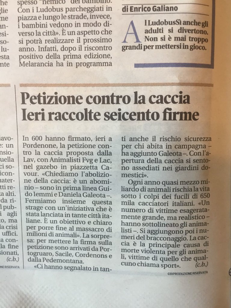 lavpordenone's tweet photo. #bastasparare raccolta firme per Abolire la caccia. La gente non ne può più di veder morire e soffrire gli animali https://t.co/wIrJJFpBtz