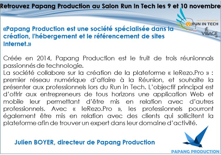 RUNINTECH's tweet photo. J-17
Venez découvrir @PapangProd lors du Run in tech, les 9 et 10 novembre. 😀
Pour s'inscrire : https://t.co/FwhIxyGOu9 https://t.co/DGkeAMQ7TY