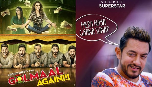 E24bollynews's tweet photo. Box Office- अजय देवगन के आगे फीके पड़े आमिर खान, जानिए फिल्मों की कमाई #Ajay #Aamir #GomaalAgain #SecretSupersta https://t.co/CozMcmoFAy https://t.co/qI3K7aOY2x