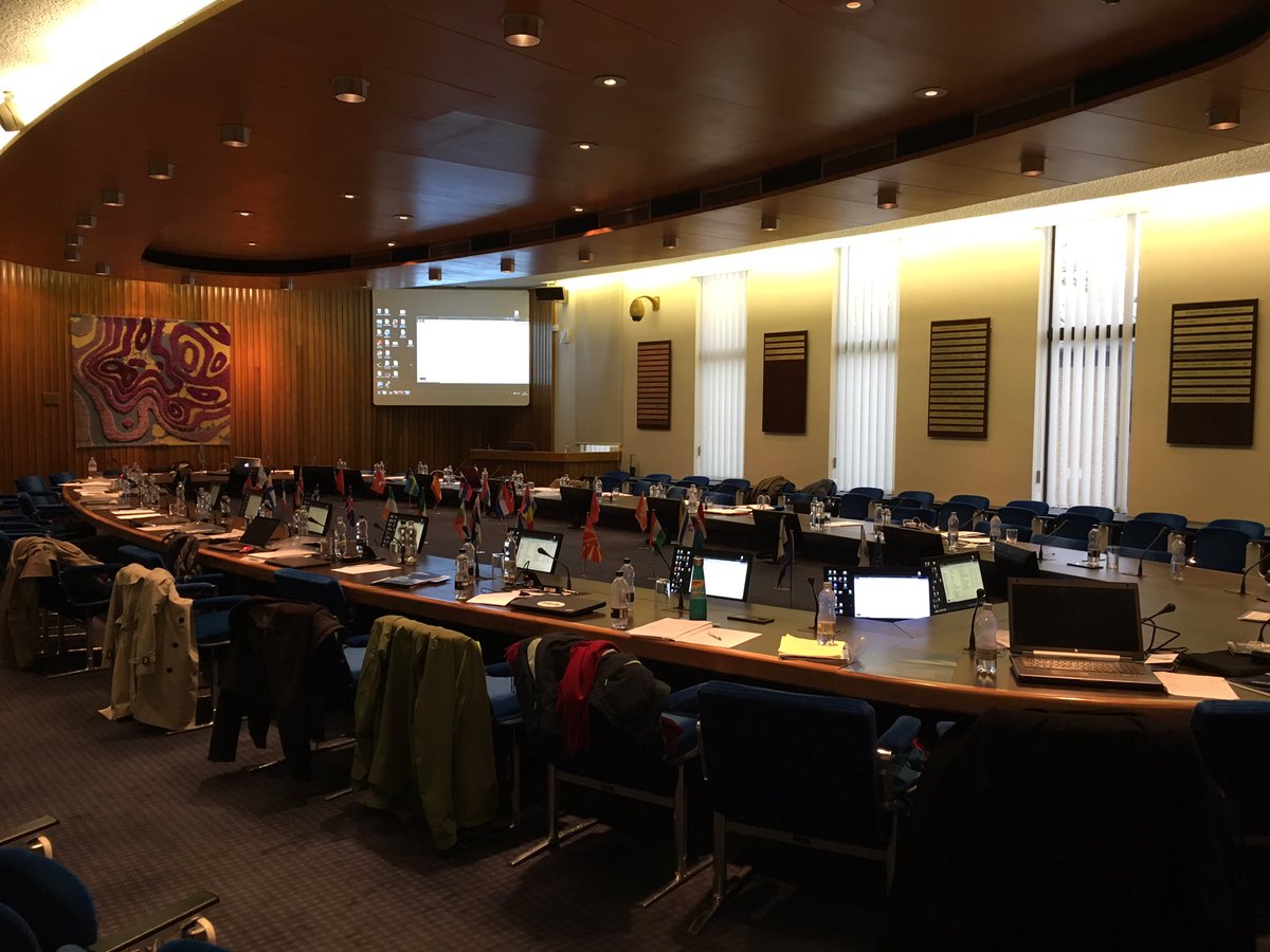 AtmoScientist's tweet photo. Pretty neat to meet and present in the room at ECMWF that represents all EU partners! #SRIP2017 https://t.co/2ydjHYphpi