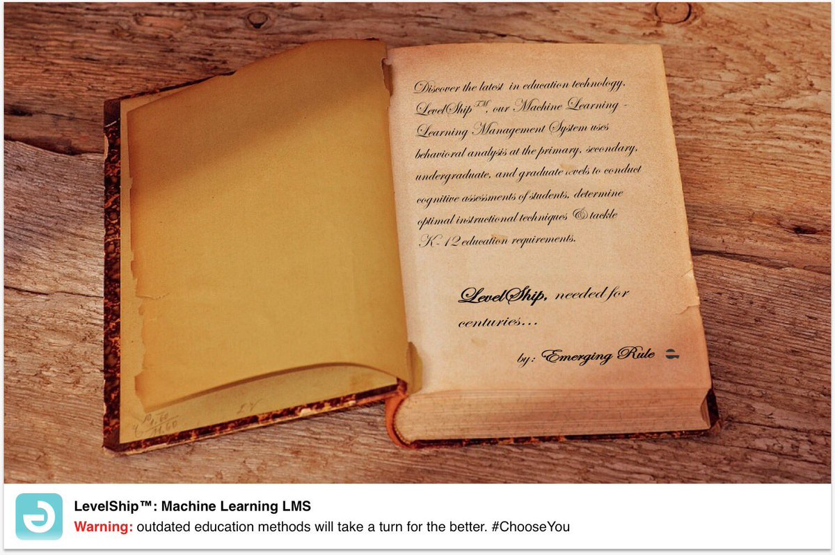 emergingrule's tweet photo. Outdated #education methods will take a turn for the better. #LevelShip by #EmergingRule #ChooseYou #MachineLearning meets #K12 #edtech https://t.co/JlAn2IgLdv