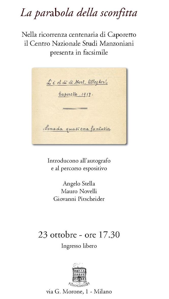 OGGI, lun.23ott, h17,30, inaugurazione mostra «La parabola della sconfitta». Con A.Stella, M.Novelli, G.Pitscheider goo.gl/XxLtGG