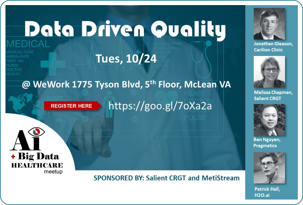 MetiStream's tweet photo. Only one more day until our Big Data &amp; Healthcare Meetup! Join us this Tuesday, 10/24. #BigDataInDC #AI

 RSVP: https://t.co/kBReQIsqcM https://t.co/ixE1ZbjZj5