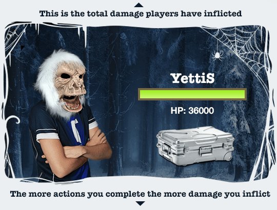 csgofast_x's tweet photo. WHOA! 
The YETTIS climbed out of the cave!
Can we inflict 36000 damage? -> https://t.co/7tlwHCCAP2
#csgofast #CSGOHALLOWEENBOSSBATTLE https://t.co/yslSG0aU0u