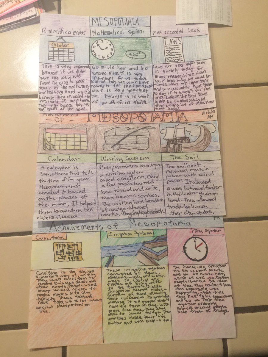 Core6WCI's tweet photo. 6th graders choose some of the most important achievements of the ancient Sumerians...#WCIProud #WCI https://t.co/VO83yuVKLb