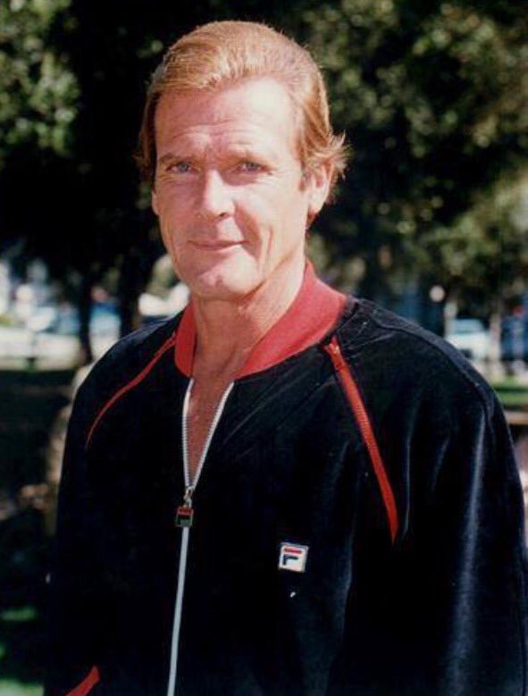 OfficialYourOwn's tweet photo. #RogerMoore sporting @FilaUK back in the day #80scasuals #casuals #trends #rolemodel #sportswear #icon #FILA #menswear https://t.co/qVOXLwCskM