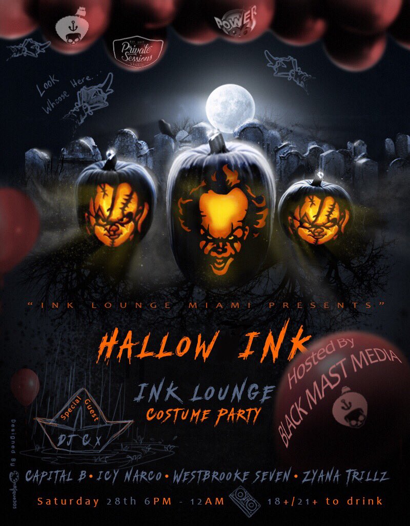 bellereality_'s tweet photo. Oct. 28th Come catch me at 🎃 HallowINK 🎃|18 + 21 to drink | FREE ENTRY @BMastMedia @InkLoungeMiami @PrivateSeshMIA https://t.co/fjPFAtrNIP