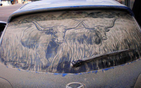RussellWes_CDJR's tweet photo. This #dirtycar art will make you feel home on the range. Incredible work! #rwcdjr #russellwestbrook #carart https://t.co/AN2DAPCvfA