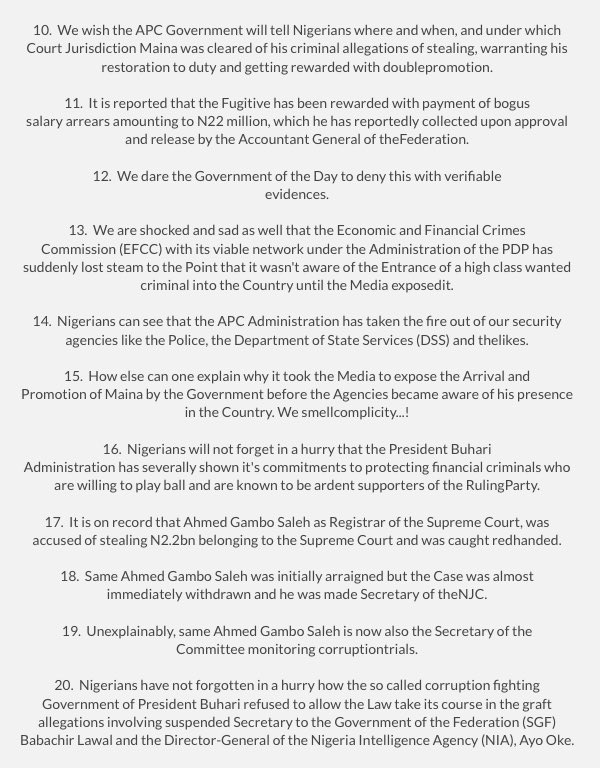 OfficialPDPNig's tweet photo. Maina’s Reinstatement: A Classical Example Of Honour Among Thieves. We demand immediate arrest &amp; prosecution of Maina and his collaborators https://t.co/cqL0PMt7SF