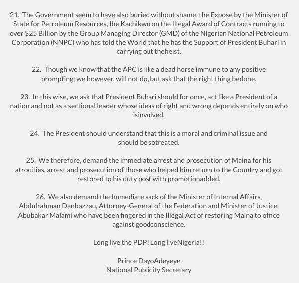 OfficialPDPNig's tweet photo. Maina’s Reinstatement: A Classical Example Of Honour Among Thieves. We demand immediate arrest &amp; prosecution of Maina and his collaborators https://t.co/cqL0PMt7SF