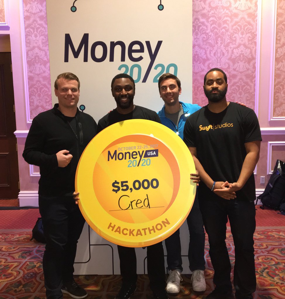 SwyftStudios's tweet photo. Full team pic! Shout out to Team #Cred on the #money2020hack win!

Swyft Studios + Sqwad Sports = 🔥

cc: @nlawsonMBA @ljorgens30 @SqwadFan https://t.co/AaJKPwM36a