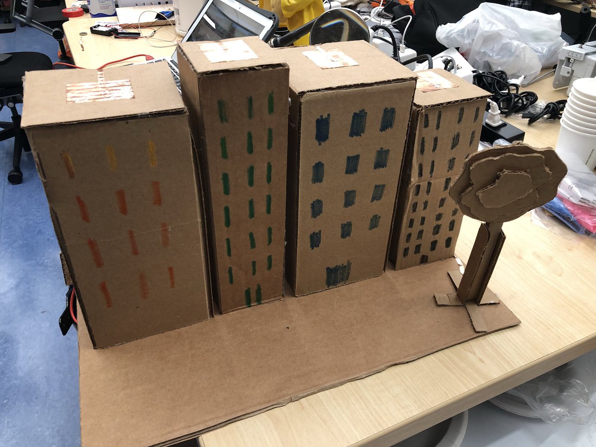joshburker's tweet photo. My #bitsOfMusic “uninstrument” plays city sounds. Cardboard, conductive tape, @makeymakey & @scratch. #makered https://t.co/wZGjuMHDZY
