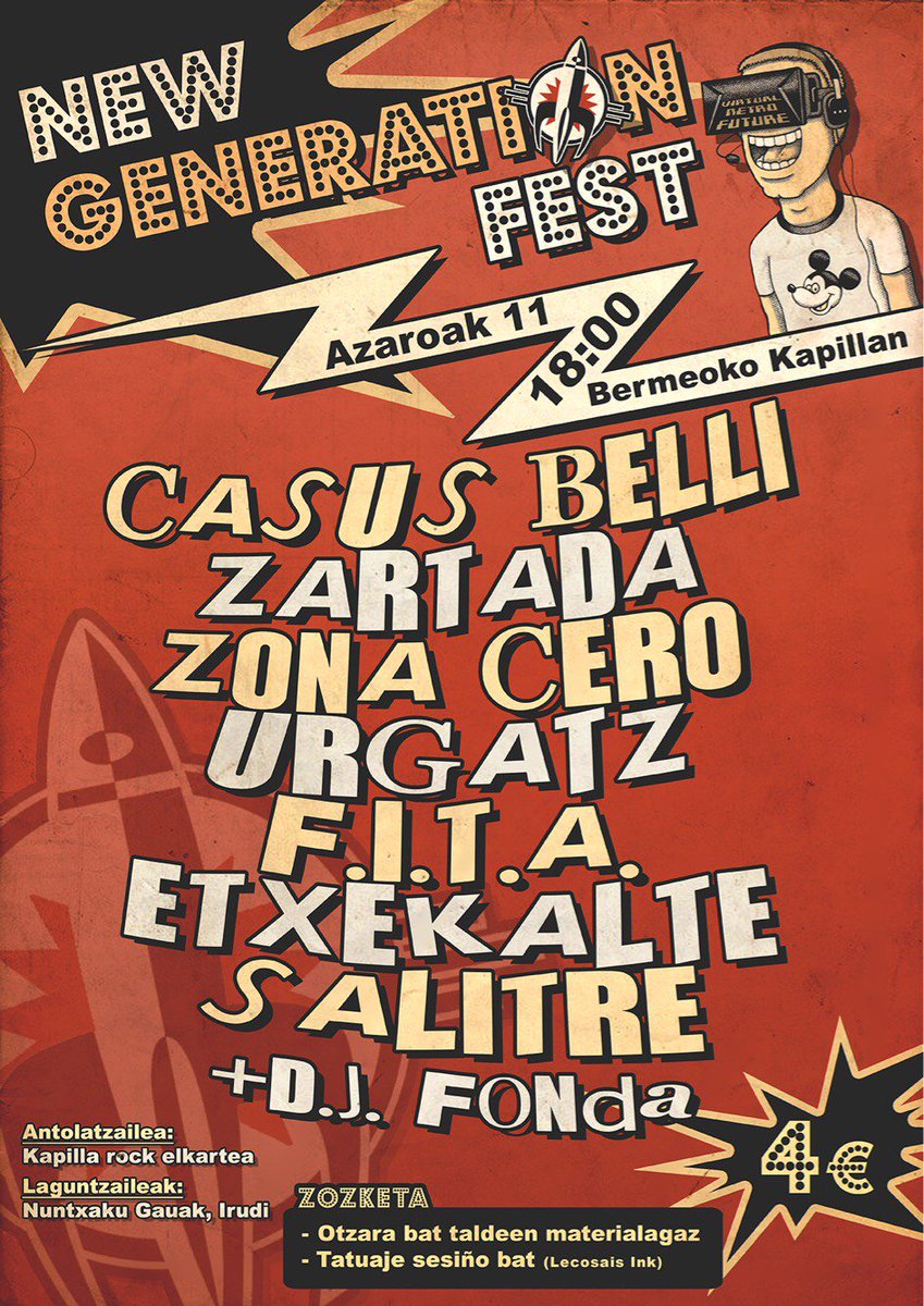 GizBermeo's tweet photo. ‼️Ei gazte! Adi! Azaroaren 11n, zapatuan, atsaldeko 6etatik aurrera, #NewGenerationFest musika jaialdia izango da #Bermeo​ko Kapillan!! 🤘🎸🎤😎 https://t.co/0UdZO2a53A