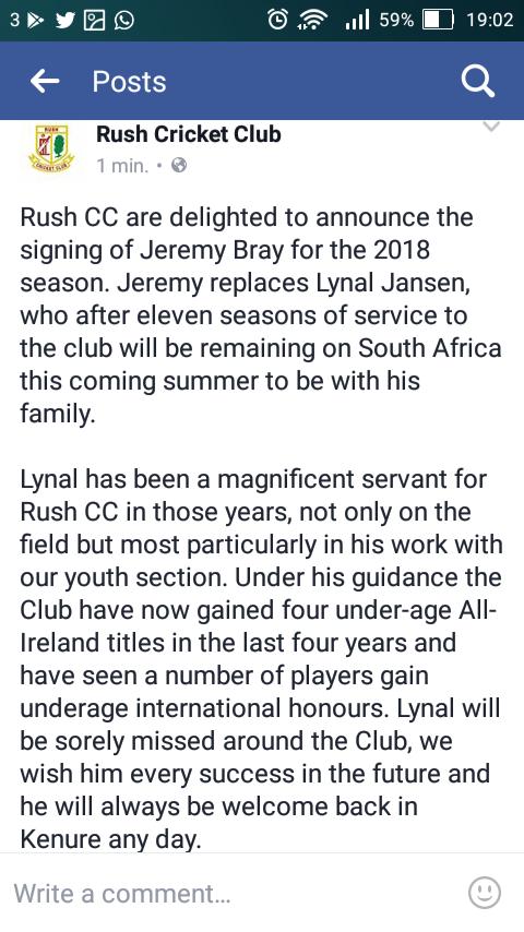 RushCricketClub's tweet photo. OFFICIAL CLUB STATEMENT https://t.co/CsOS5Pe4pk