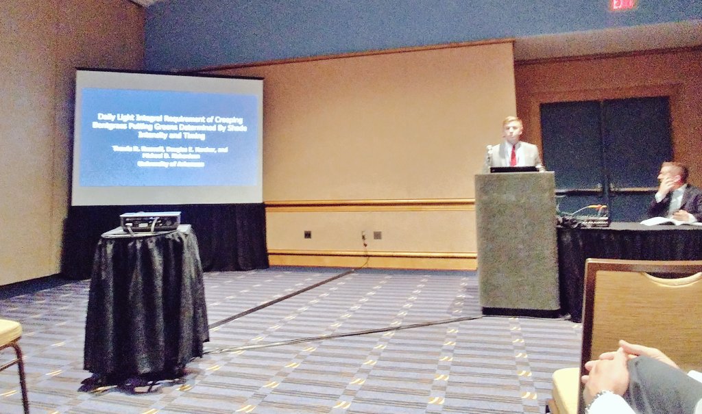 VTTurfTeaching's tweet photo. .@Trane_92 presenting his @USGA #Research on #Shade timing π³ππ² and #Light requirements π for #CreepingBentgrass greens β³ #ACSMtg #C52017 https://t.co/Htk8oBjeOi