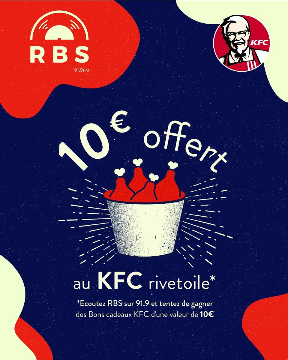 RBSofficiel's tweet photo. Si tu écoutes RBS, tu peux gagner du Poulet 🍗🐔(Oui cette phrase est bizarre) avec KFC rive étoile #Strasbourg #Kfc @rivetoile @strasbourg https://t.co/jkkeLXLStU