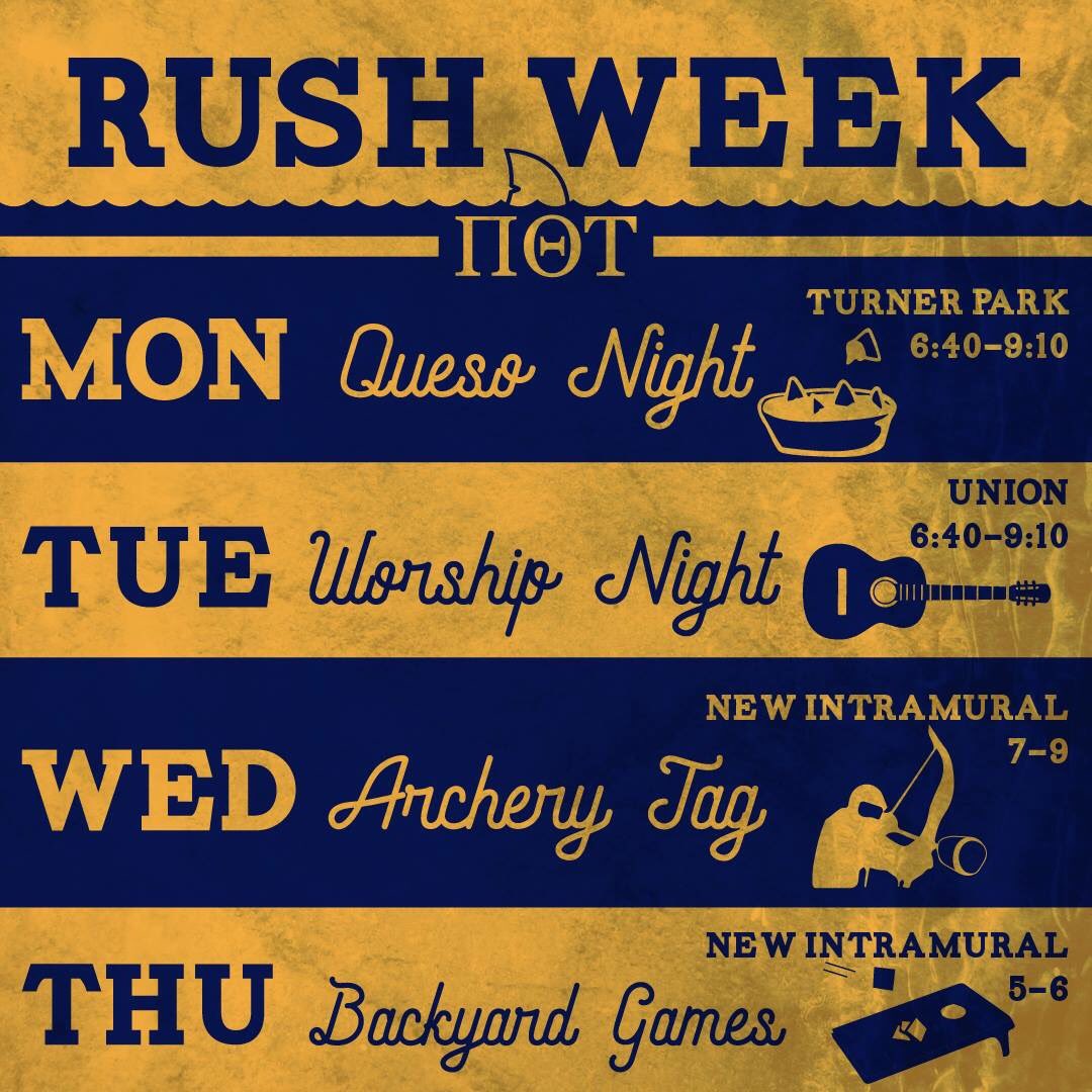 PiThetaTau's tweet photo. Have you been wondering when and where our rush events are? Well wonder no more! We'll see yall tonight! #RushPi https://t.co/iPME5doYej