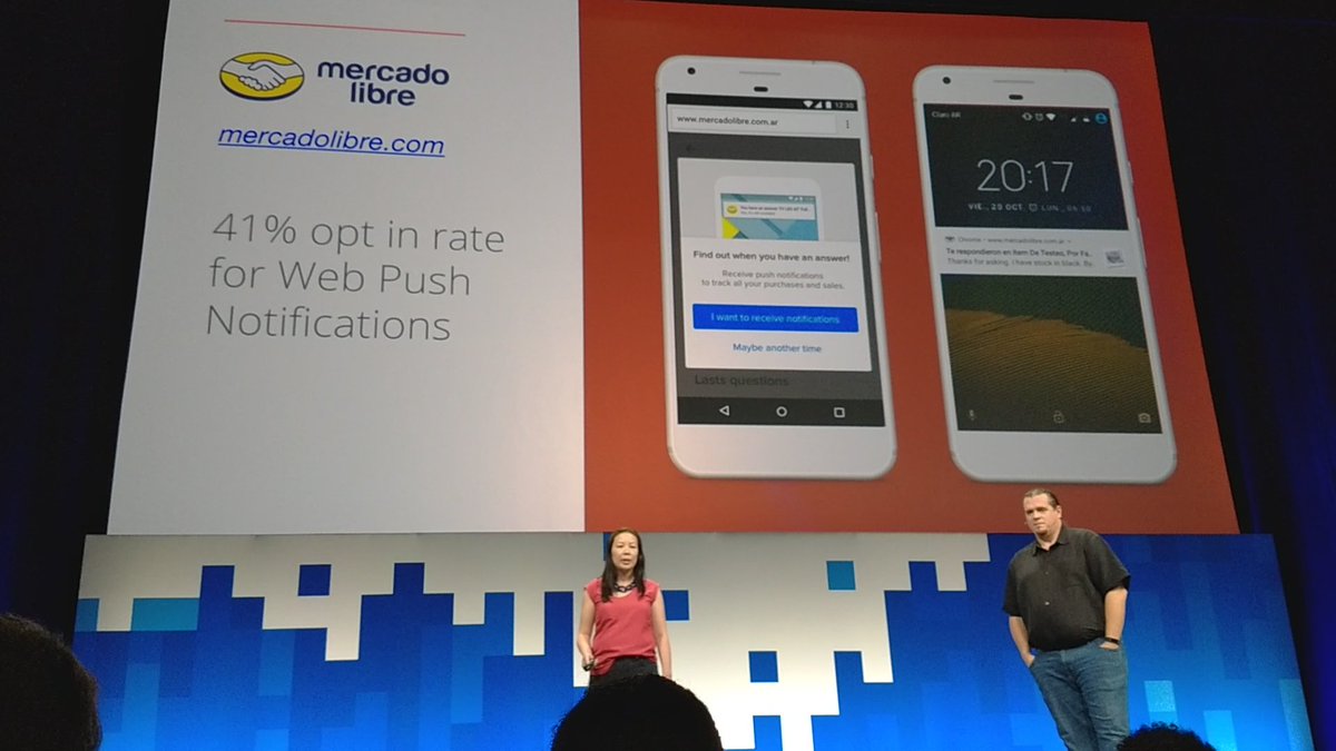 #ChromeDevSummit <a href="/mercadolibreux/">Mercado Libre UX</a> <a href="/MeliDevelopers/">Developers Mercado Libre</a> #pwa feature Web Push Notifications