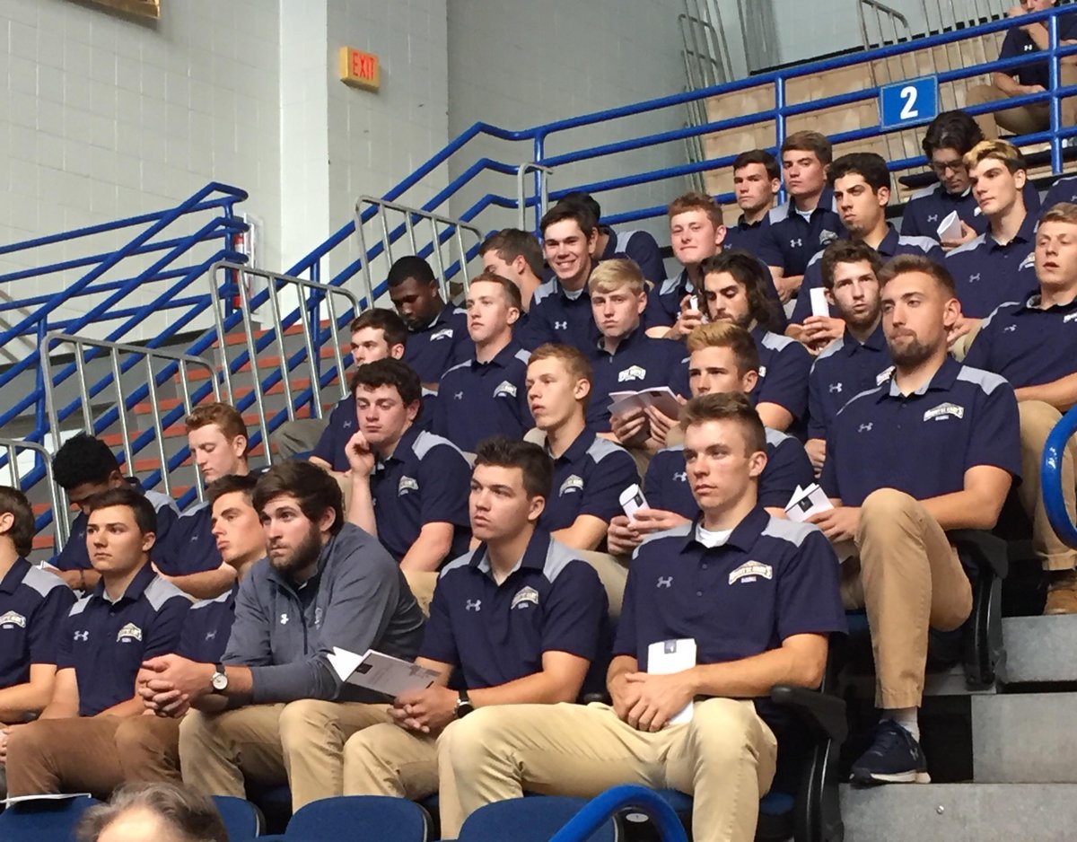MSMU's tweet photo. The Mount baseball team at inauguration. Go @MountAthletics! #TeamTrainor, #MountProud https://t.co/UvPl5doawZ