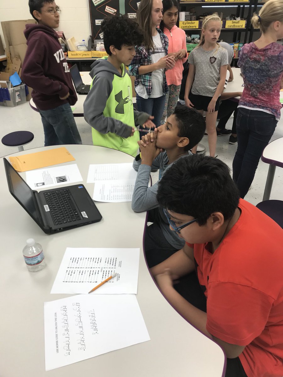 ms_cotter6th's tweet photo. Learned out to solve BreakOutEdu games in the Innovation space today! We broke out! #spaceforthinking https://t.co/kkuqZz0zqK