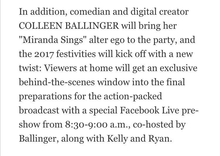 rahrahmaybe's tweet photo. .@ColleenB123 is going to be on @LiveKellyRyan this Halloween as Miranda. Also co-hosting pre-show on Facebook Live as herself! Set your DVRs now!!!#HaterBackOffIsBack https://t.co/DpYwGrtTyA