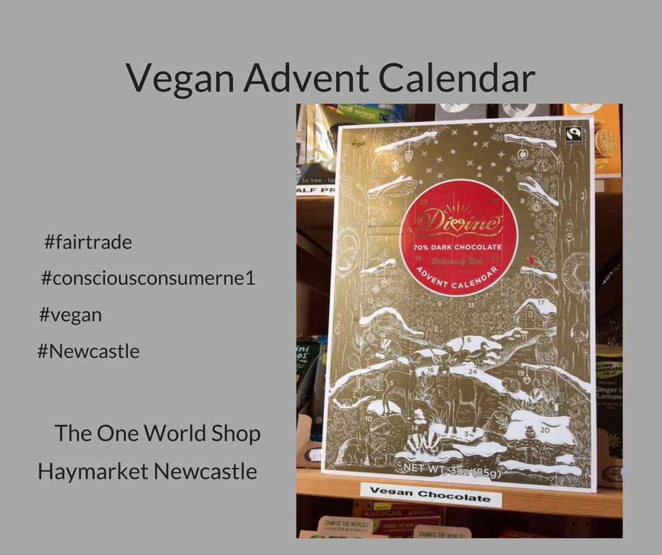 oneworldne1's tweet photo. We can feel a vegan Christmas looming. @divinechocolate @FairtradeUK Here's to an #EthicalChristmas #fairtradene1 https://t.co/6EfT33WJxN